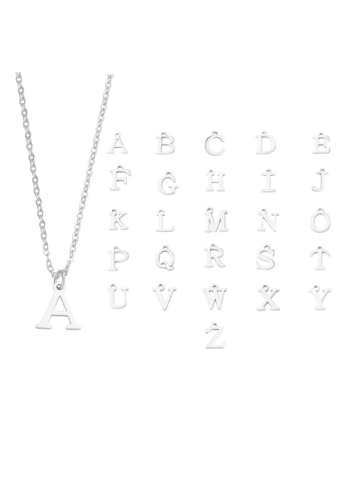 Steel color Stainless steel Letter Minimalist Necklace
