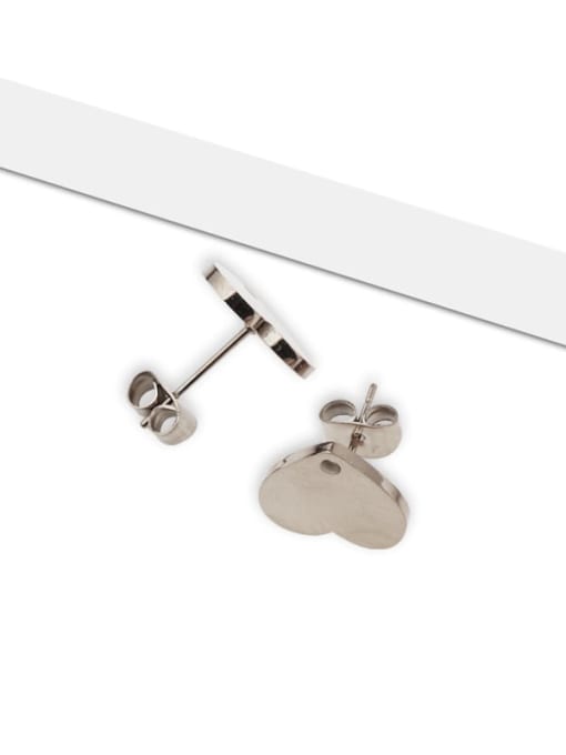 Steel color Stainless steel Heart Minimalist Stud Earring