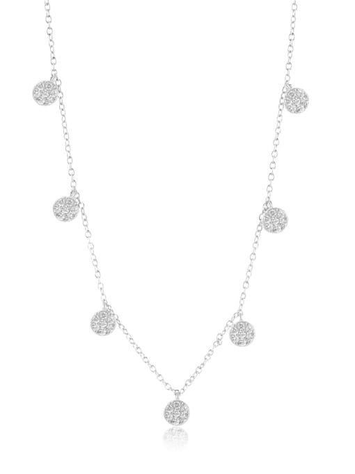 Platinum white 925 Sterling Silver Cubic Zirconia Round Minimalist Necklace