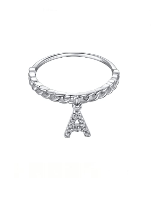 PNJ-Silver 925 Sterling Silver Cubic Zirconia Letter Minimalist Band Ring 1
