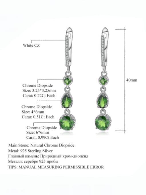 Diopside 925 Sterling Silver Natural Stone Geometric Luxury Drop Earring