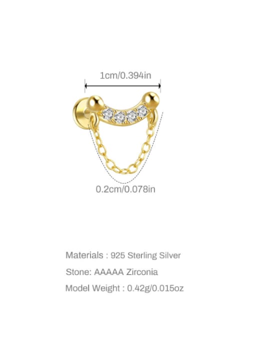 Single Gold 4 925 Sterling Silver Cubic Zirconia Geometric Dainty Single Earring