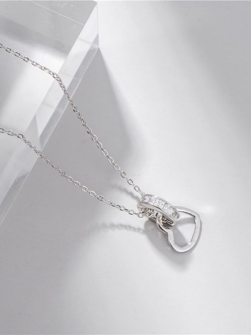 ARTTI 925 Sterling Silver Cubic Zirconia White Heart Minimalist Necklace 2