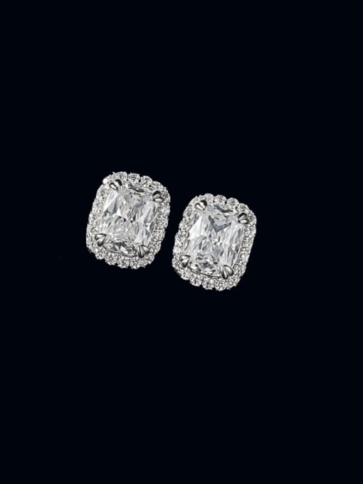 M&J 925 Sterling Silver Cubic Zirconia Geometric Luxury Cluster Earring 1