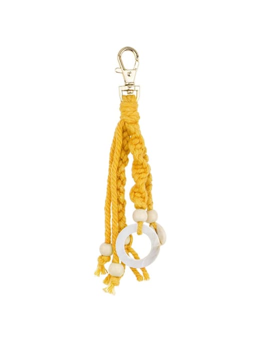 K68164 Alloy Shell Cotton Rope  Round Artisan Hand-Woven  Bag Pendant