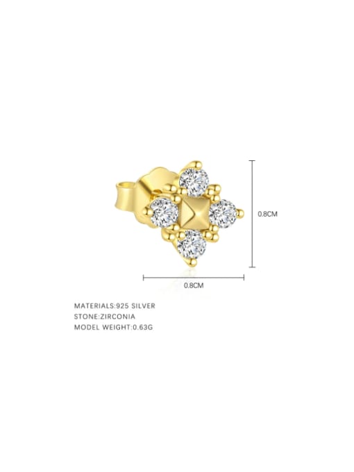 E5177 Gold Single 925 Sterling Silver Cubic Zirconia Geometric Minimalist Single Earring