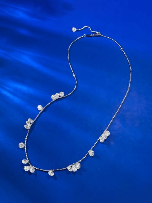 N347 tassel necklace 925 Sterling Silver Cubic Zirconia Water Drop Minimalist Necklace