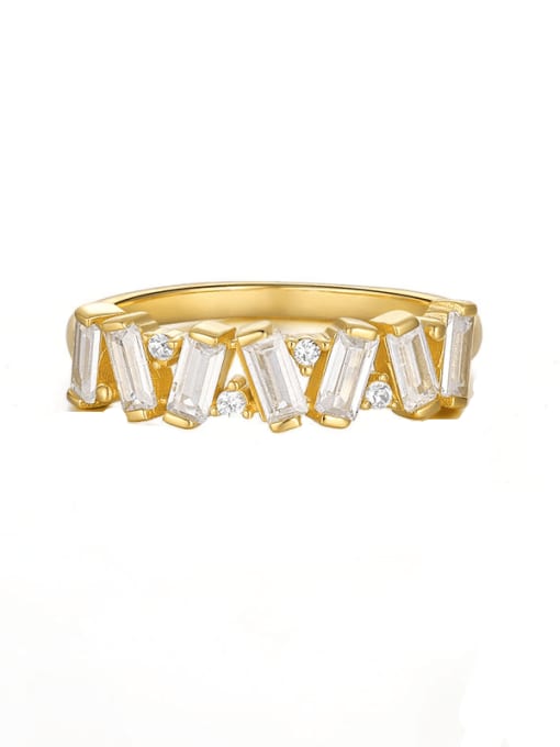 Gold Style 4 925 Sterling Silver Cubic Zirconia Geometric Dainty Band Ring