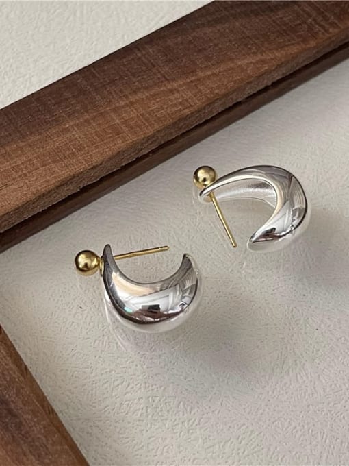 Water drop round bead earrings 925 Sterling Silver Water Drop Vintage Stud Earring