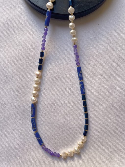 W.BEADS Natural Stone Bohemia Freshwater Pearls Handmade Beading Necklace 1