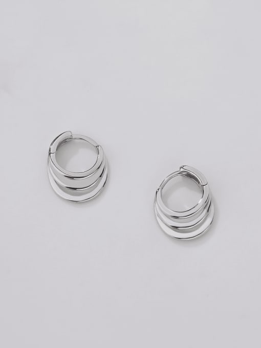 E1690 Platinum 925 Sterling Silver Geometric Minimalist Huggie Earring