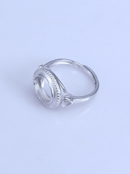 Supply 925 Sterling Silver 18K White Gold Plated Heart Round Ring Setting Stone size: 8*10mm 1