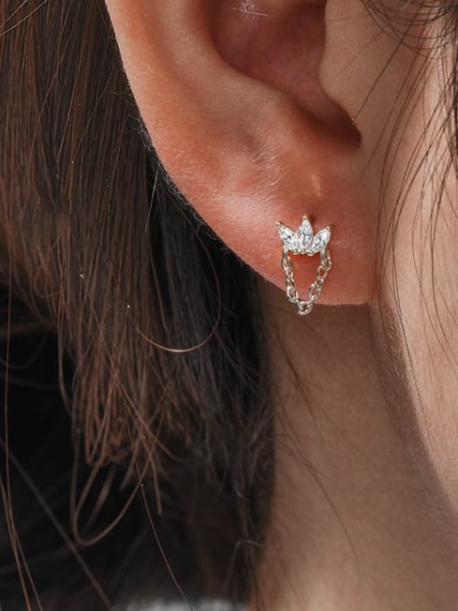 YUANFAN 925 Sterling Silver Cubic Zirconia Crown Dainty Drop Earring 1