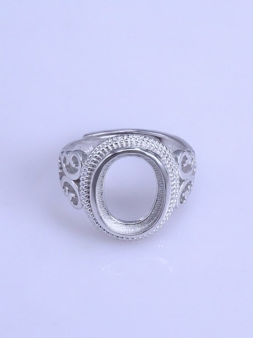 Supply 925 Sterling Silver 18K White Gold Plated Geometric Ring Setting Stone size: 10*13mm
