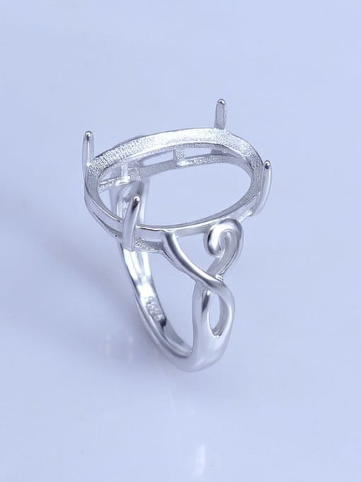 Supply 925 Sterling Silver 18K White Gold Plated Geometric Ring Setting Stone size: 13*18mm
