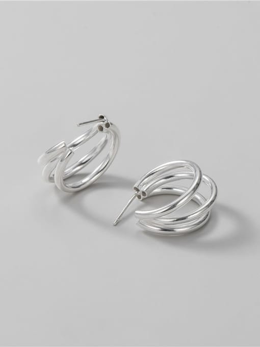 Semicircular arc Earrings 925 Sterling Silver Geometric Minimalist Stud Earring
