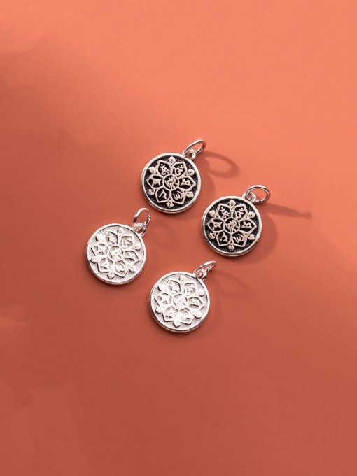 FAN 925 Sterling Silver Round Vintage Charms