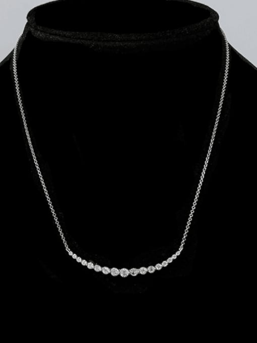 N232 large 925 Sterling Silver Cubic Zirconia Geometric Dainty Necklace