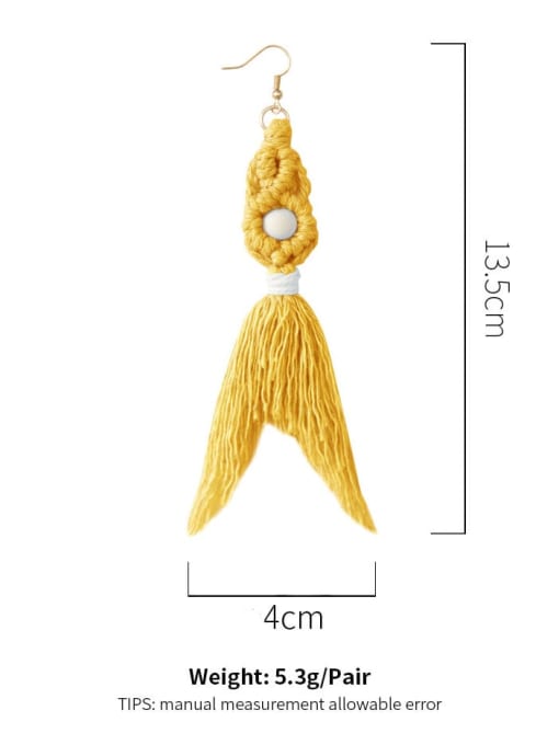 JMI Alloy Cotton Rope Tassel Bohemia Hand-Woven Drop Earring 3