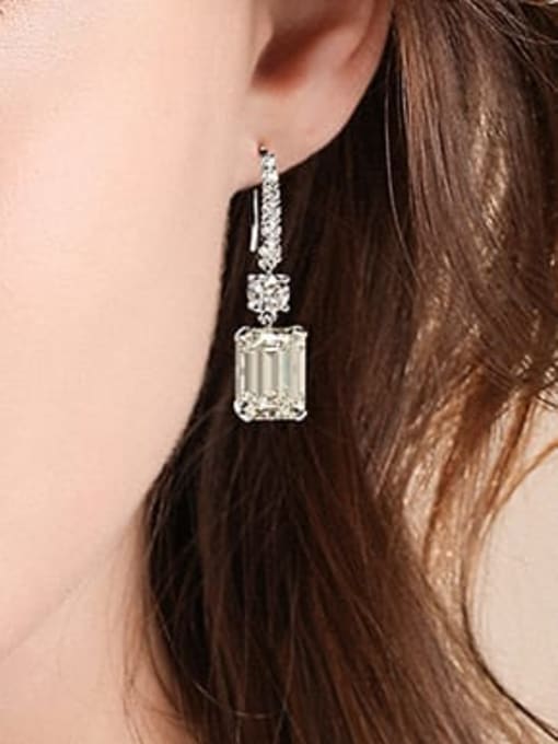 A&T Jewelry 925 Sterling Silver Cubic Zirconia Geometric Dainty Hook Earring 1