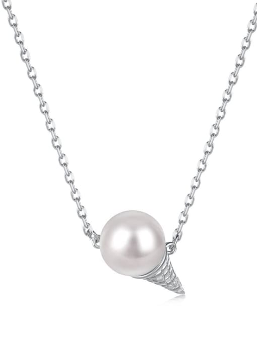 DY190403 S W WH 925 Sterling Silver Imitation Pearl Irregular Vintage Necklace