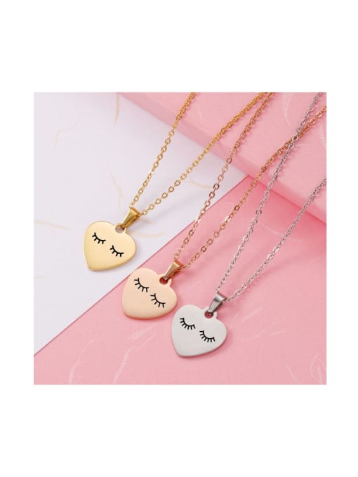 MEN PO Stainless steel Letter Heart Trend Necklace 1