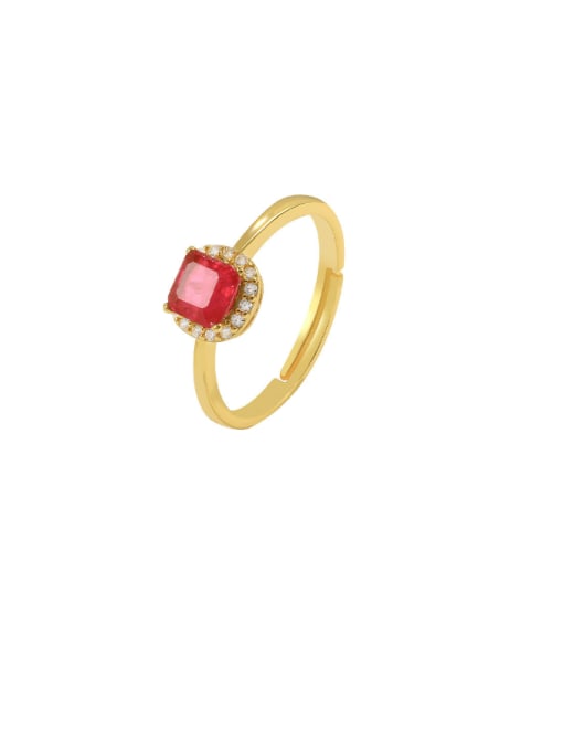 Golden+ Rose Ruby 925 Sterling Silver Cubic Zirconia Geometric Minimalist Band Ring