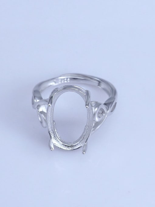 Supply 925 Sterling Silver 18K White Gold Plated Geometric Ring Setting Stone size: 11*17mm 0