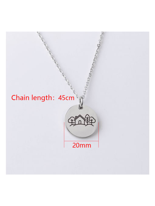 MEN PO Stainless Steel Animation House Pattern Necklace 2