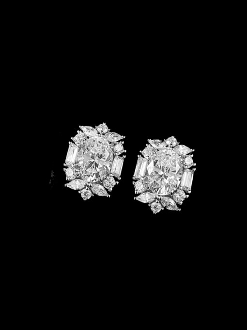 M&J 925 Sterling Silver Cubic Zirconia Flower Luxury Cluster Earring 1