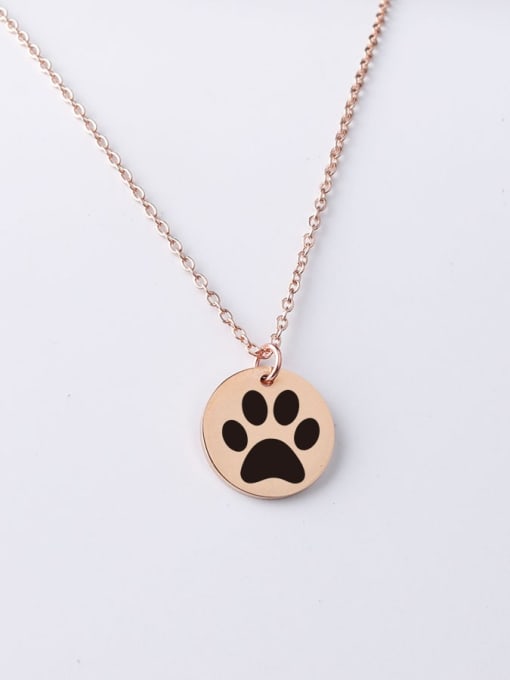 Rose gold yp001 44 20mm Stainless steel disc engraving dog paw pattern pendant necklace
