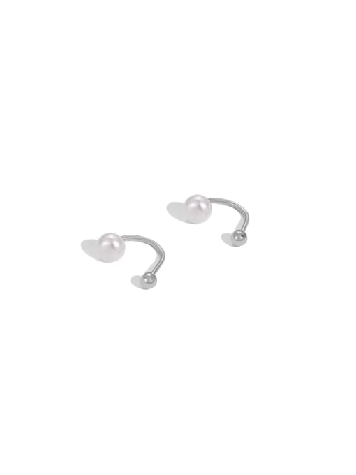 STL-Silver Jewelry 925 Sterling Silver Freshwater Pearl Geometric Dainty Stud Earring