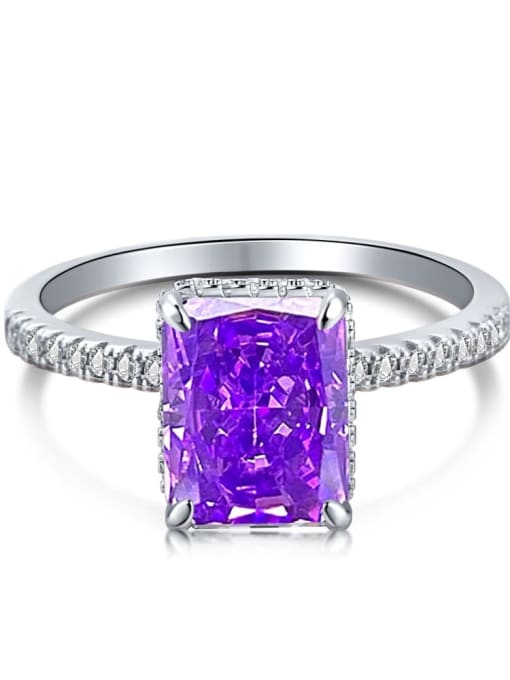 White gold purple diamond DY120099 925 Sterling Silver Cubic Zirconia Geometric Luxury Band Ring
