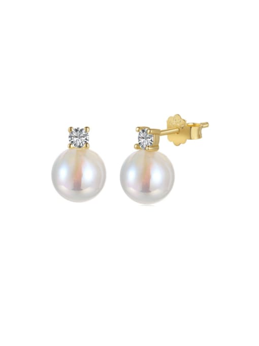 STL-Silver Jewelry 925 Sterling Silver Imitation Pearl Geometric Minimalist Stud Earring