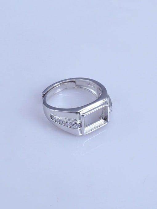 Supply 925 Sterling Silver 18K White Gold Plated Geometric Ring Setting Stone size: 7*9mm 2