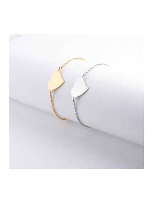 MEN PO Stainless steel Heart Minimalist Link Bracelet 1