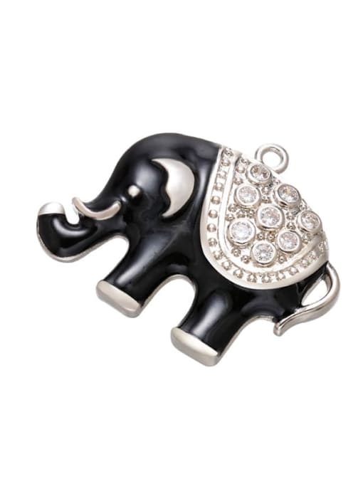 White gold black drop oil Brass Micro-Set Oil Drop Elephant Pendant