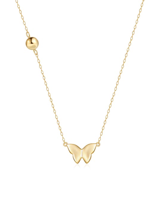 Gold Ball Style 925 Sterling Silver Butterfly Dainty Necklace