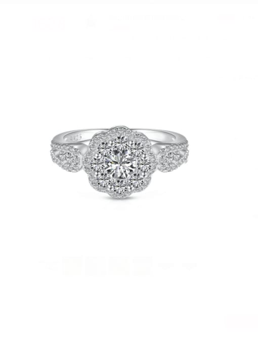 STL-Silver Jewelry 925 Sterling Silver Cubic Zirconia Flower Dainty Band Ring 3