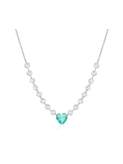 YUANFAN 925 Sterling Silver Cubic Zirconia Heart Dainty Necklace