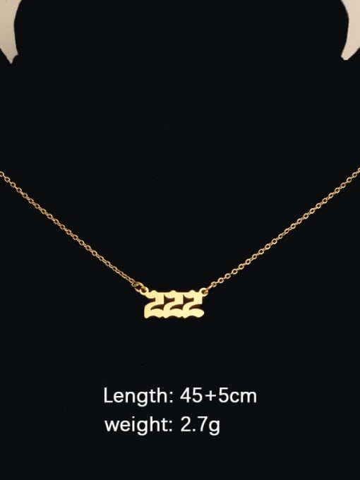 Golden Number 222 Titanium Steel Number Minimalist Necklace