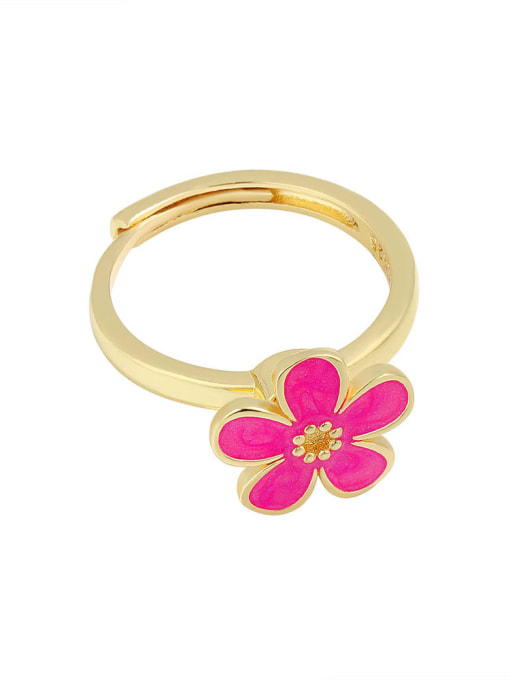 PNJ-Silver 925 Sterling Silver Enamel Flower Cute  Can Be Rotated Band Ring 4