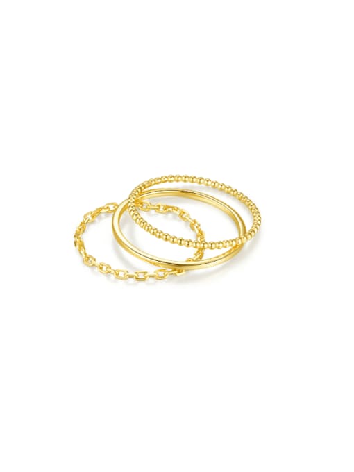 Set of 3- Gold 925 Sterling Silver Geometric Minimalist Stackable Ring