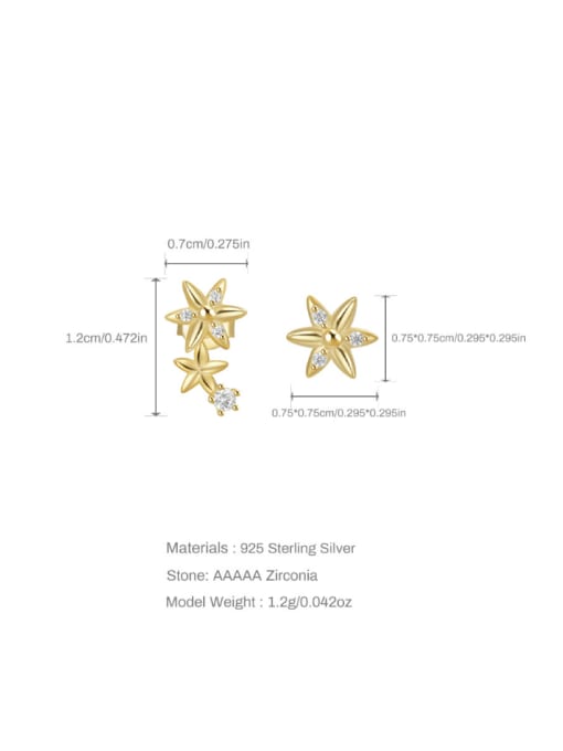YUANFAN 925 Sterling Silver Cubic Zirconia Star Minimalist Stud Earring 3