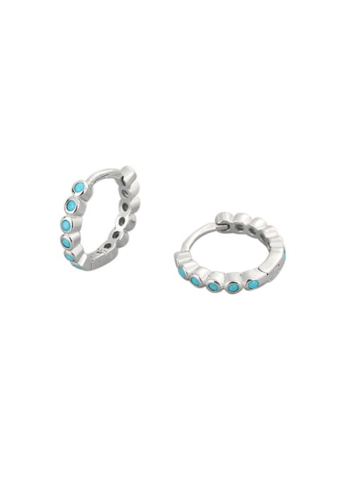 PNJ-Silver 925 Sterling Silver Turquoise Geometric Dainty Stud Earring 2