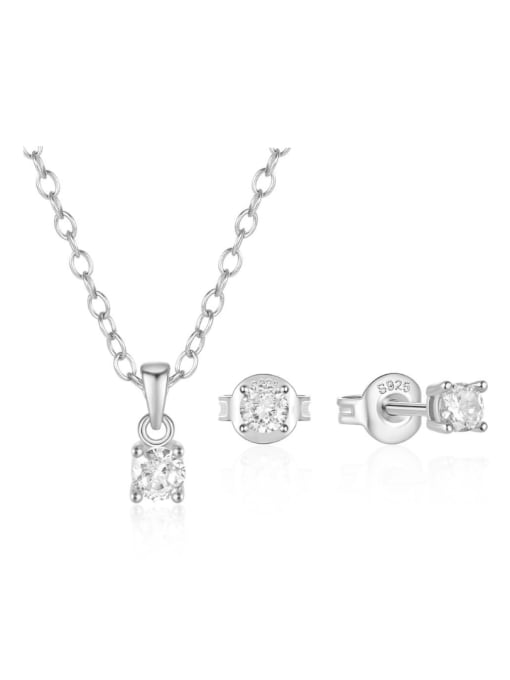 YUANFAN 925 Sterling Silver Cubic Zirconia Minimalist Geometric  Earring and Necklace Set 2