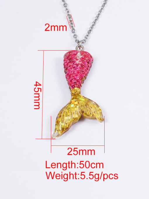 MEN PO Stainless steel Resin  Cute Wind Fish Tail Pendant Necklace 4