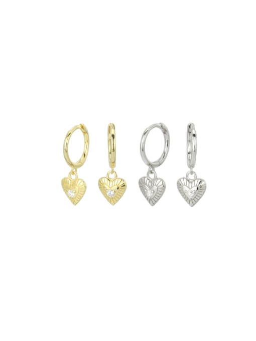 Jewel-Silver 925 Sterling Silver Cubic Zirconia Heart Minimalist Huggie Earring 0
