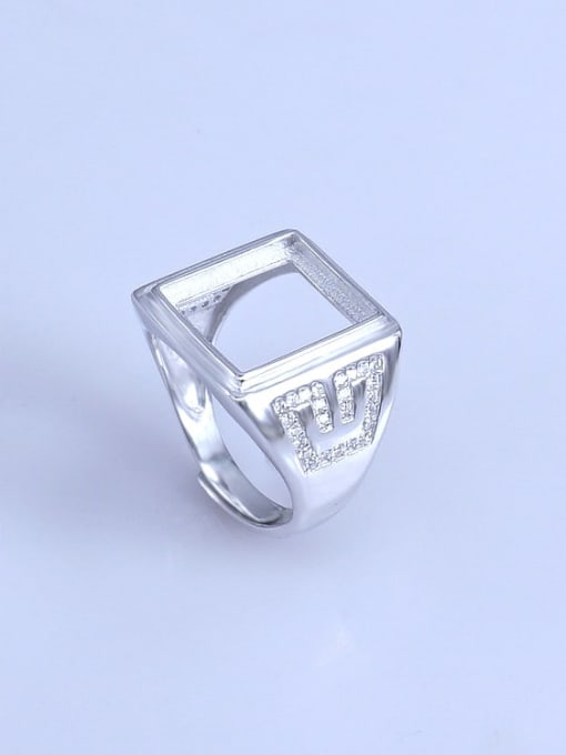 Supply 925 Sterling Silver 18K White Gold Plated Geometric Ring Setting Stone size: 9*13?11*13MM 1