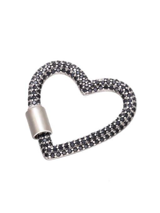 Platinum+ Black Brass Microinlay Cubic Zirconia Geometric Heart Shaped Pendant